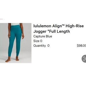 Lululemon Align Jogger Full Length Size 0 Capture Blue